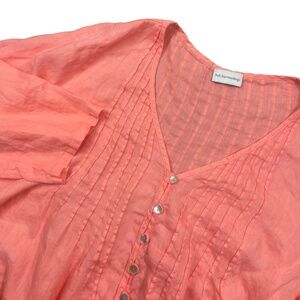 Soft Surroundings‎ XL Peach 3/4 Roll Up Sleeve Linen Tunic